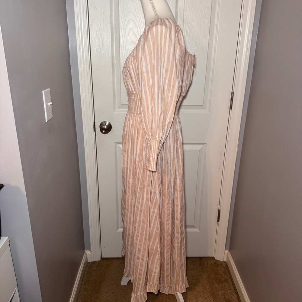NWT Anthropologie Long-Sleeve Smocked-Waist Stripe Maxi Dress - Picture 4 of 16